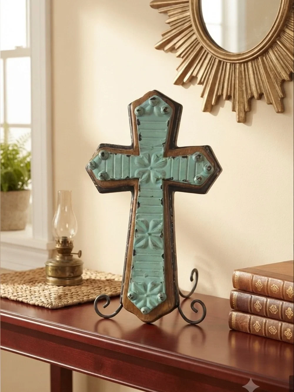 Decorative Turquoise Cross Wall Accent - Unbranded